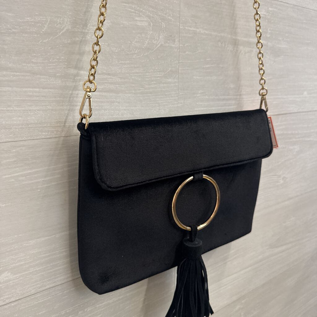 Black Velvet Crossbody Formal Clutch