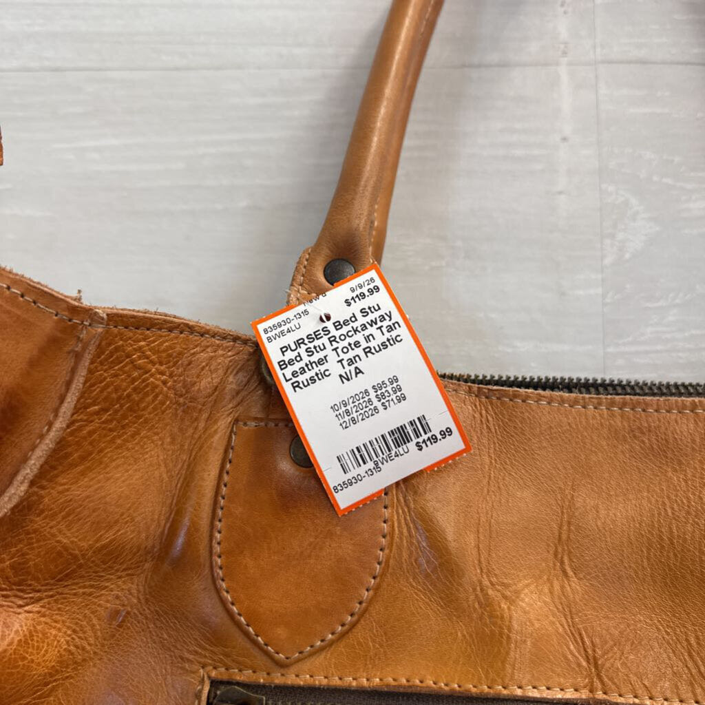 Bed Stu Rockaway Leather Tote in Tan Rustic