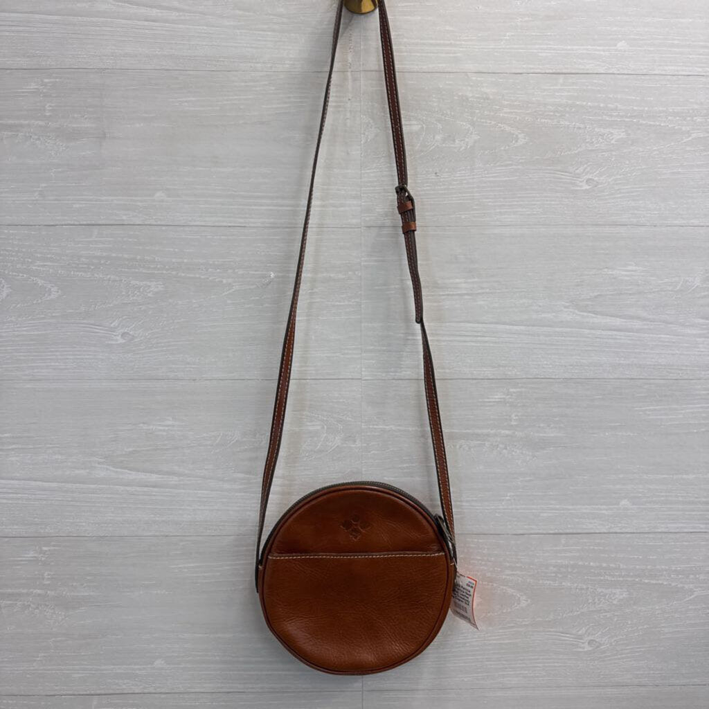 Patricia Nash Cognac Leather Circle Crossbody Bag