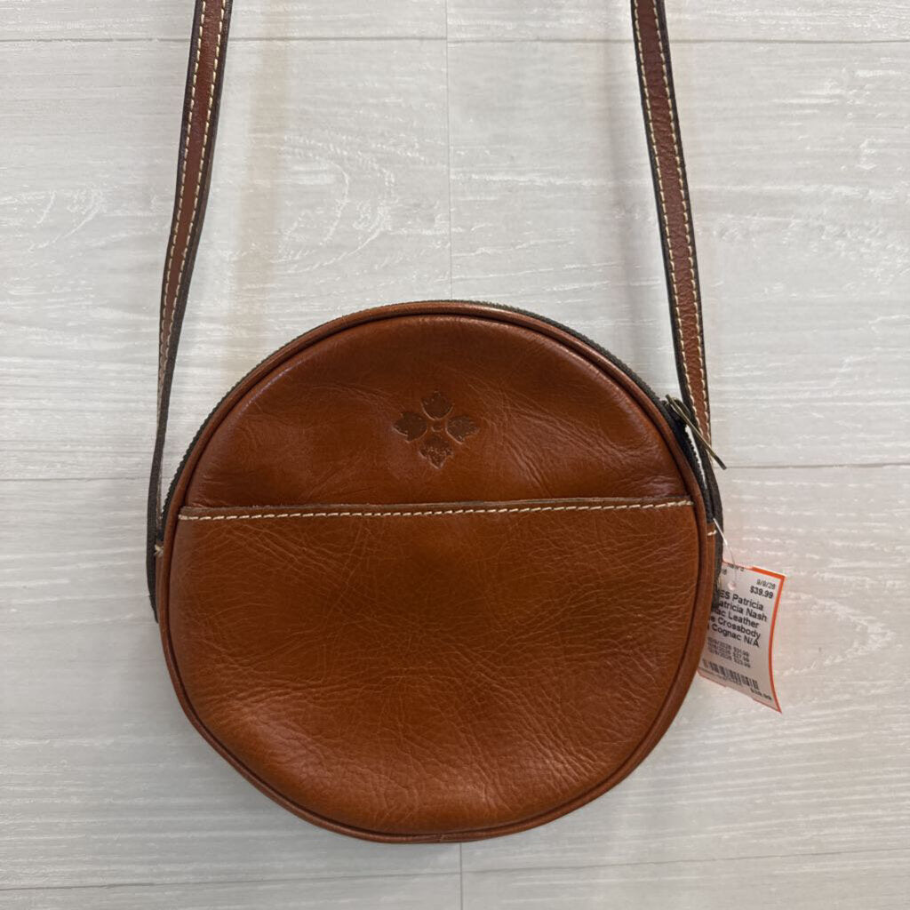 Patricia Nash Cognac Leather Circle Crossbody Bag