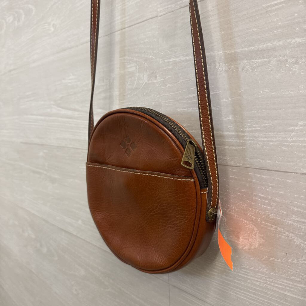 Patricia Nash Cognac Leather Circle Crossbody Bag