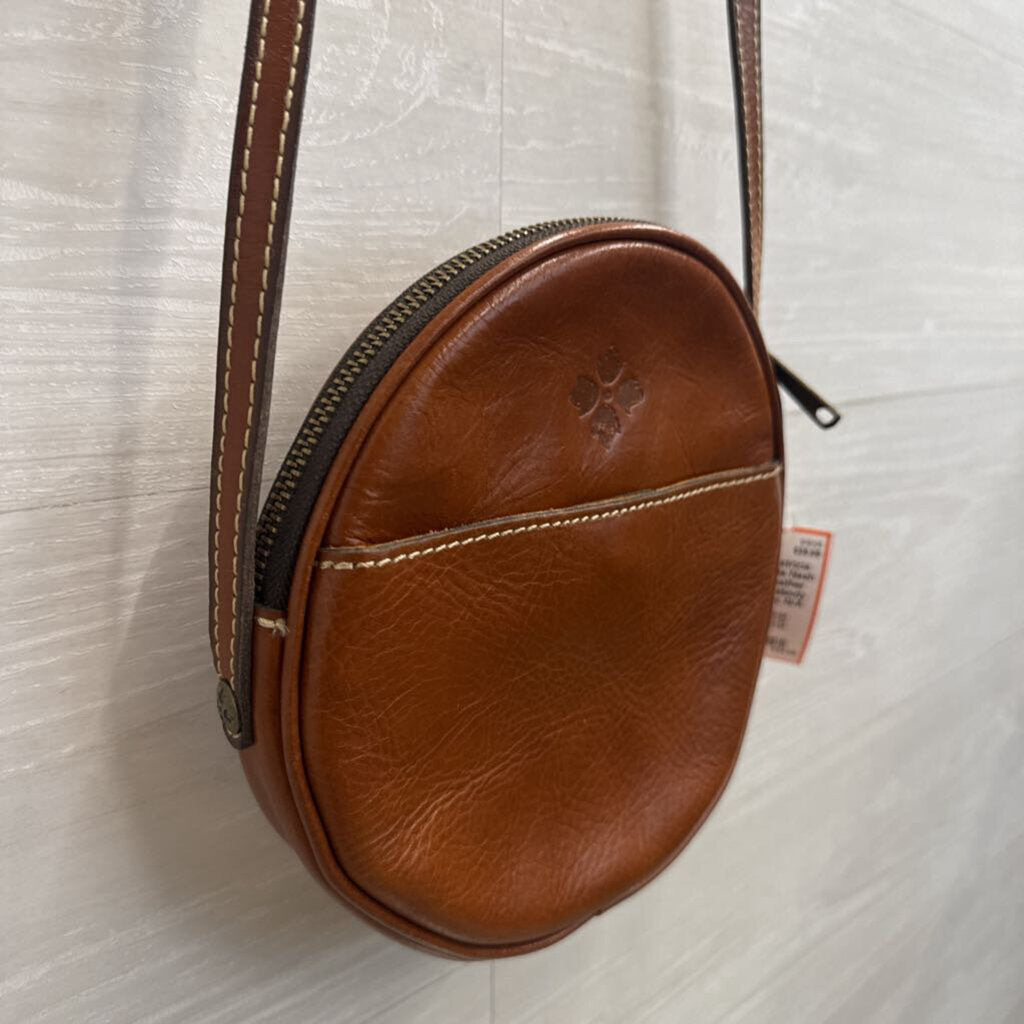 Patricia Nash Cognac Leather Circle Crossbody Bag