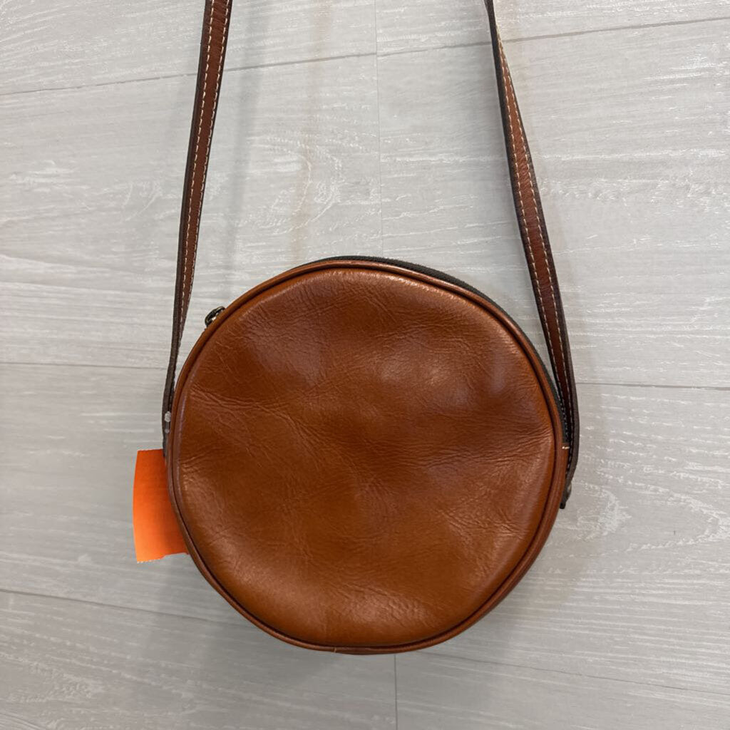 Patricia Nash Cognac Leather Circle Crossbody Bag