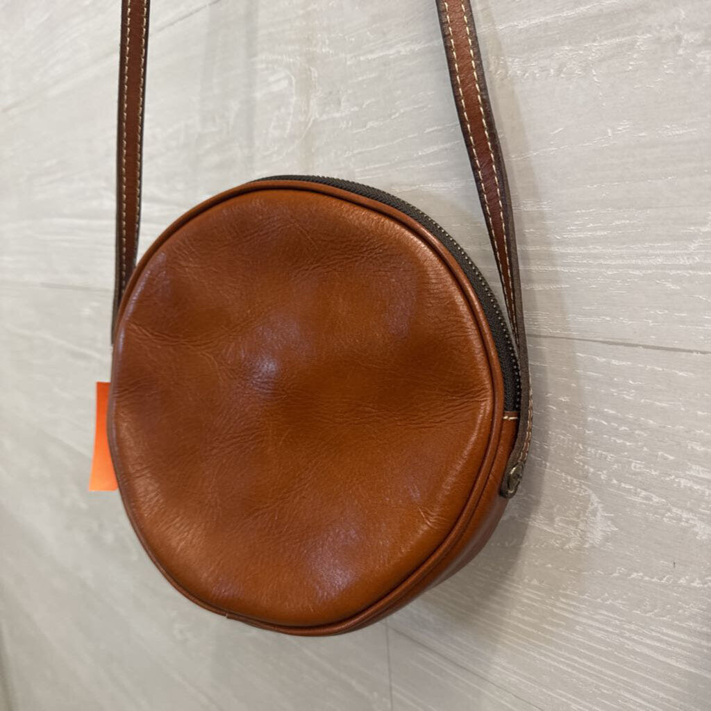 Patricia Nash Cognac Leather Circle Crossbody Bag