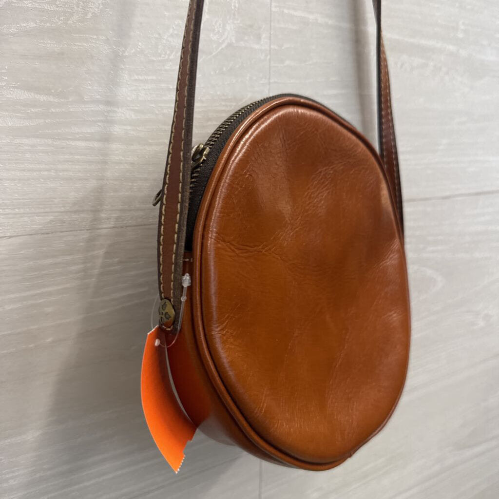Patricia Nash Cognac Leather Circle Crossbody Bag