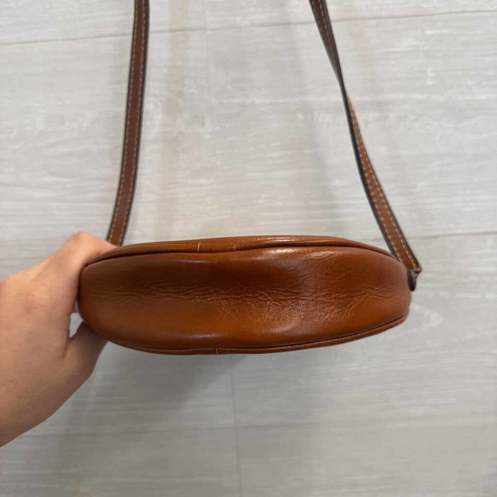 Patricia Nash Cognac Leather Circle Crossbody Bag