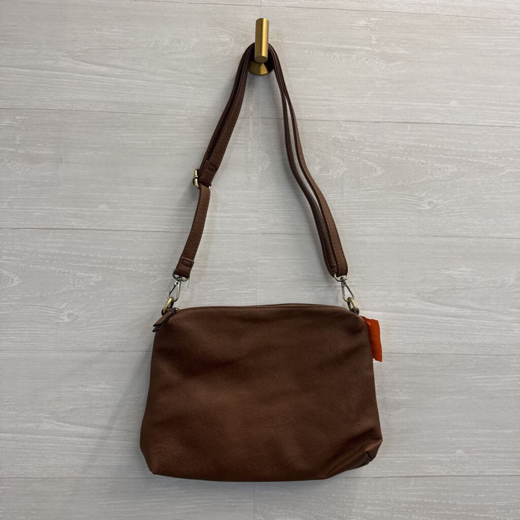 Joy Susan Brown Leather Satchel with Strap