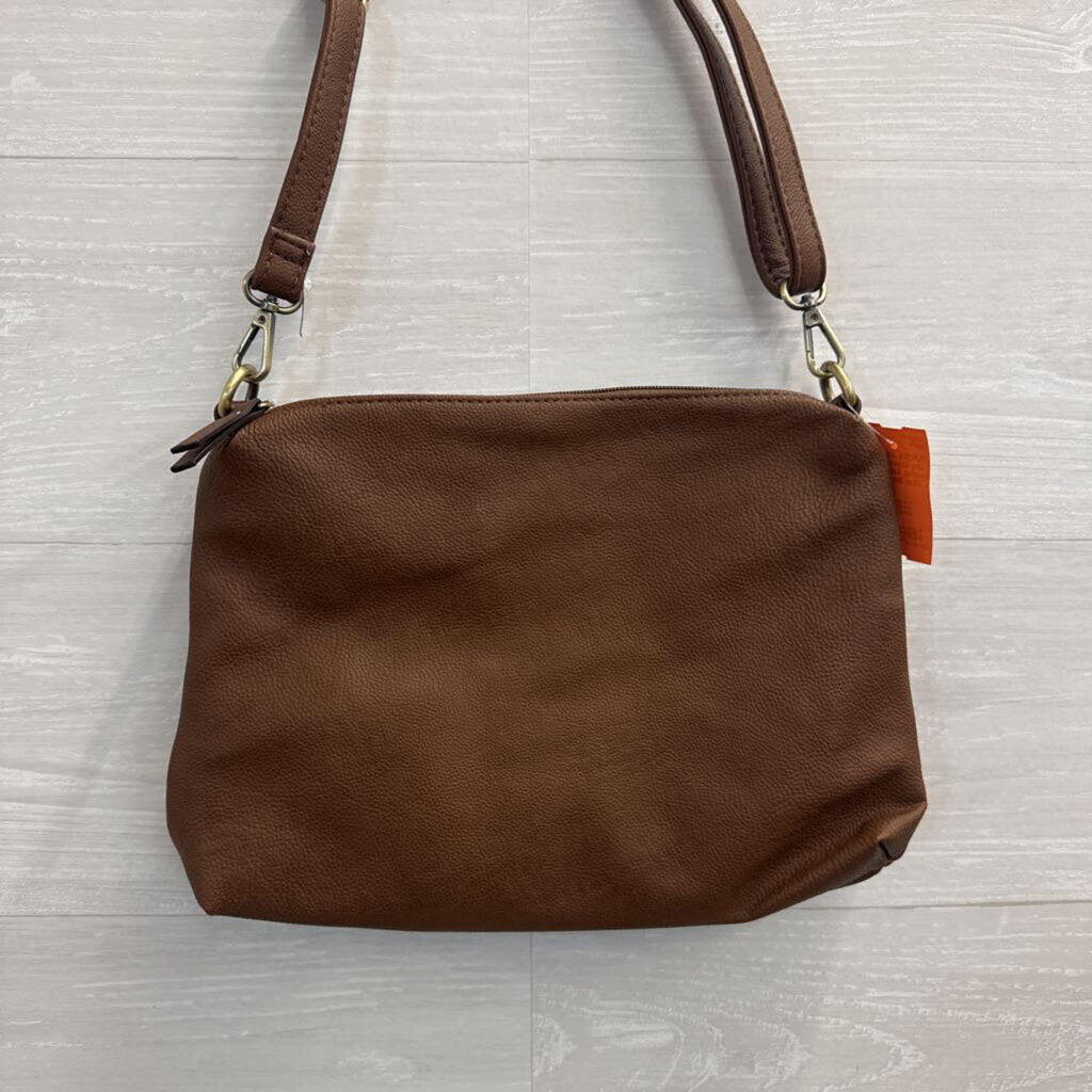 Joy Susan Brown Leather Satchel with Strap