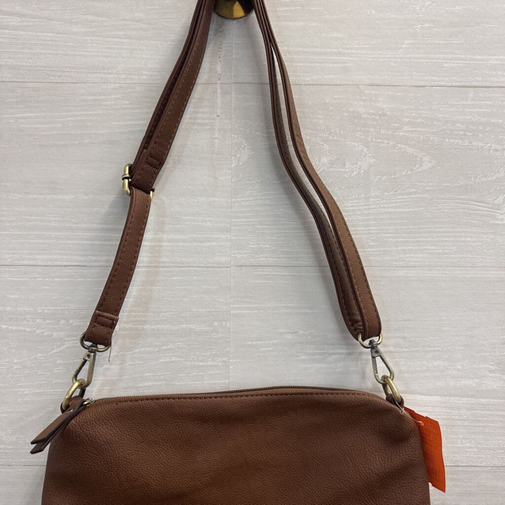 Joy Susan Brown Leather Satchel with Strap