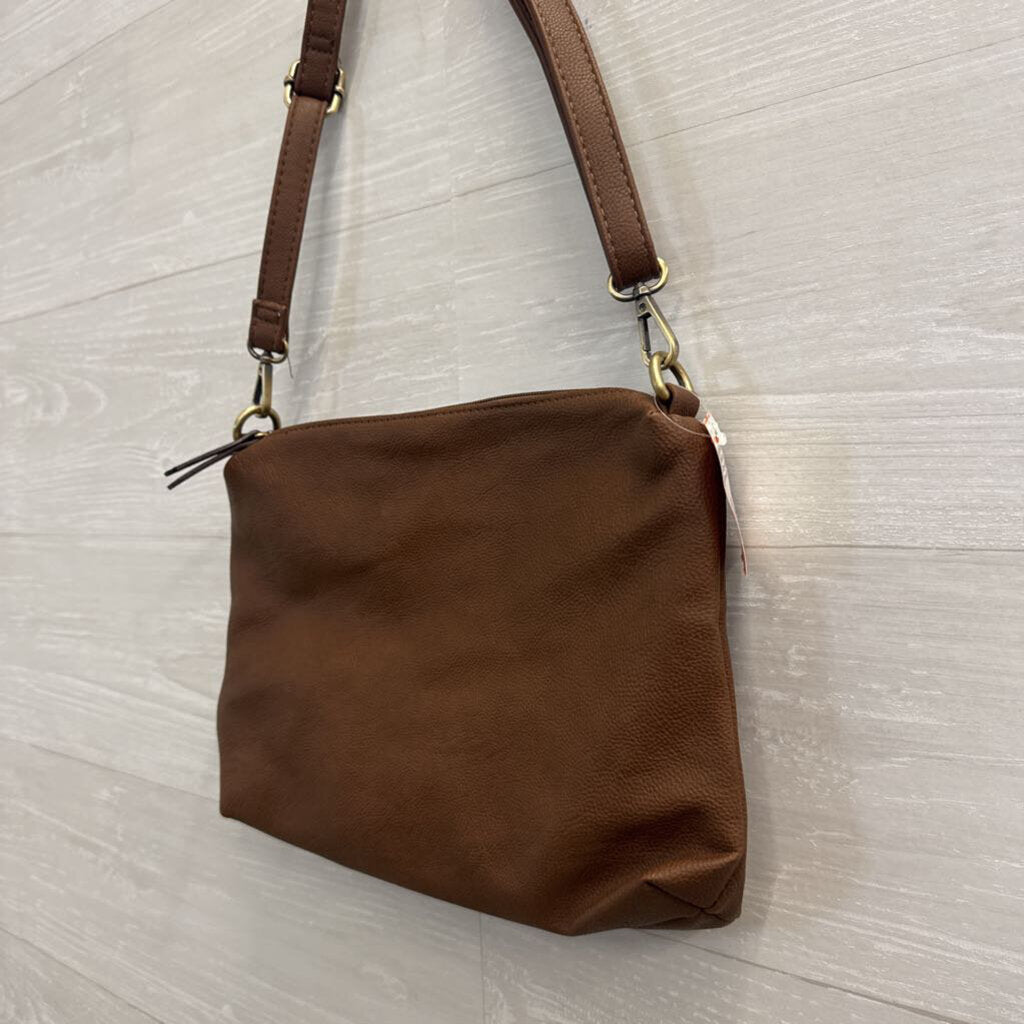 Joy Susan Brown Leather Satchel with Strap
