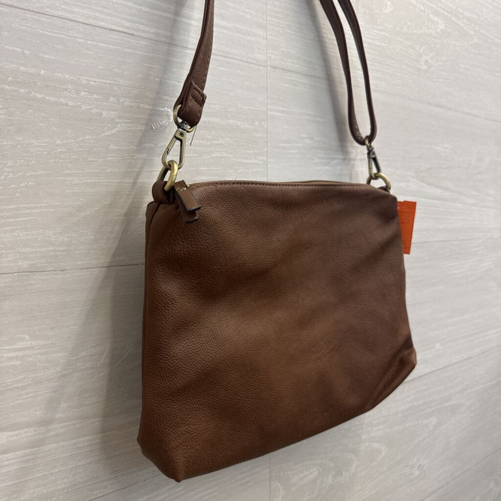 Joy Susan Brown Leather Satchel with Strap