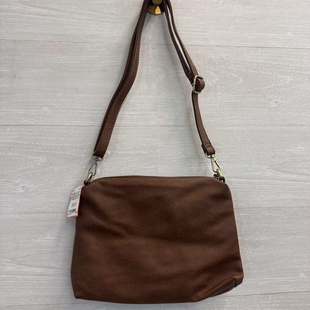 Joy Susan Brown Leather Satchel with Strap