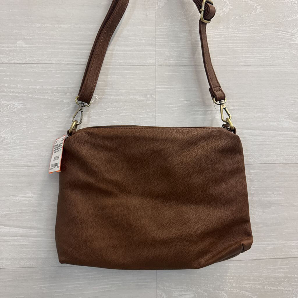 Joy Susan Brown Leather Satchel with Strap