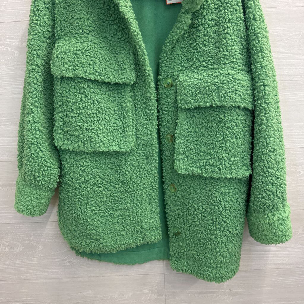 English Factory Green Oversized Sherpa Shacket Extra Small