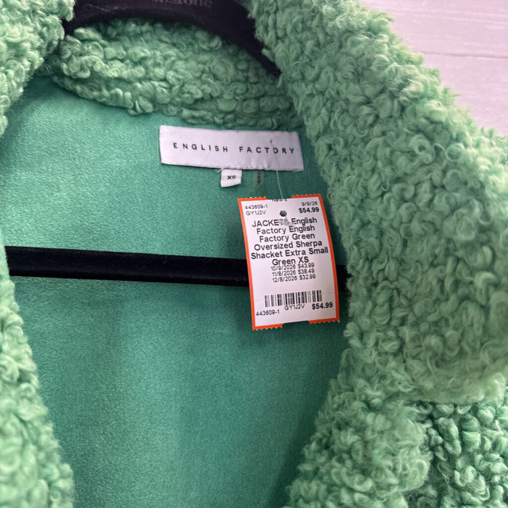 English Factory Green Oversized Sherpa Shacket Extra Small