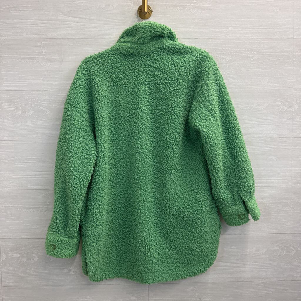English Factory Green Oversized Sherpa Shacket Extra Small