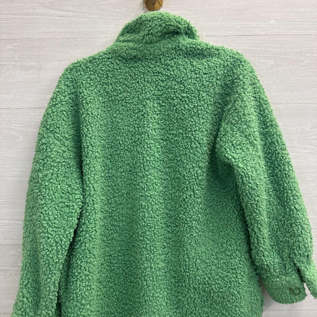 English Factory Green Oversized Sherpa Shacket Extra Small