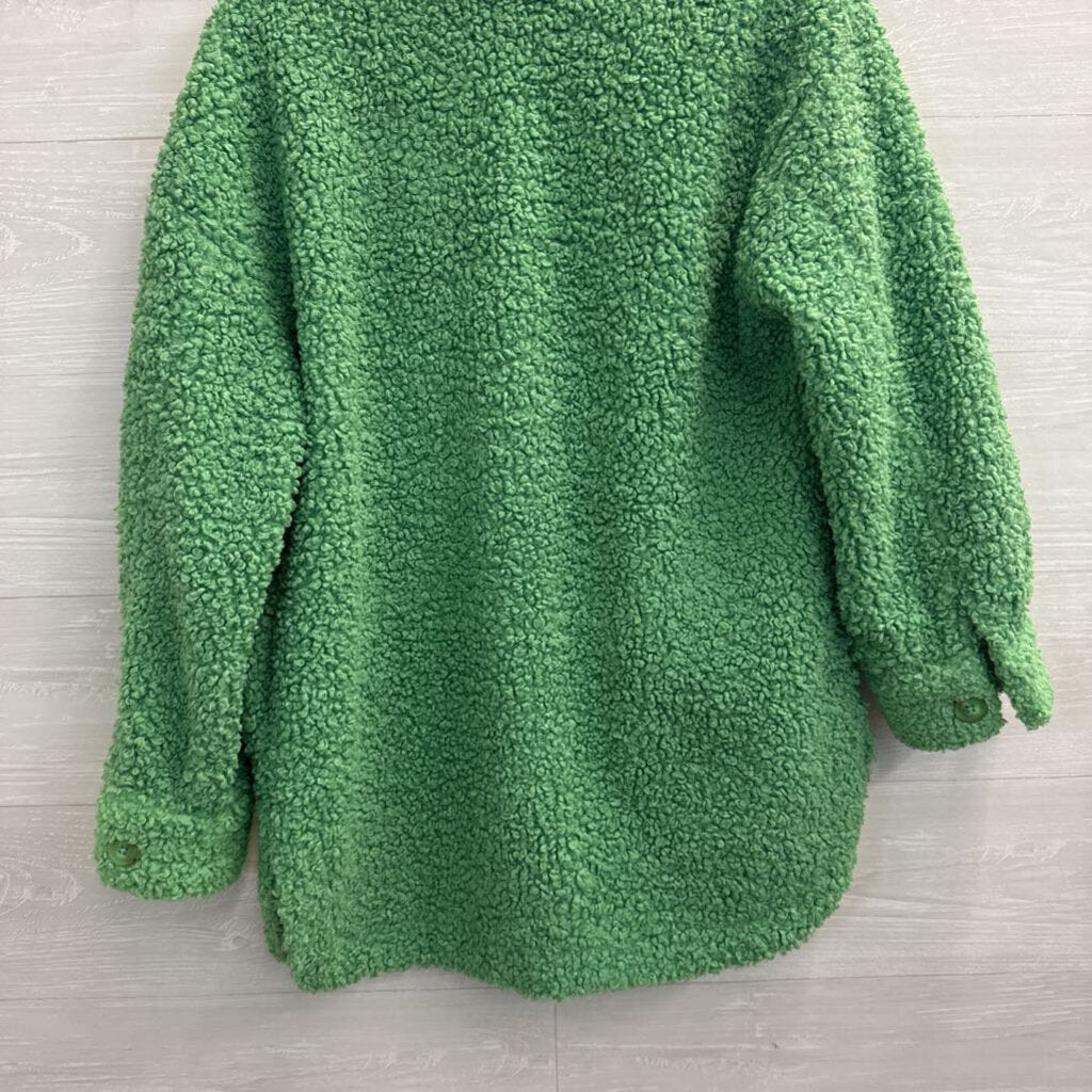 English Factory Green Oversized Sherpa Shacket Extra Small