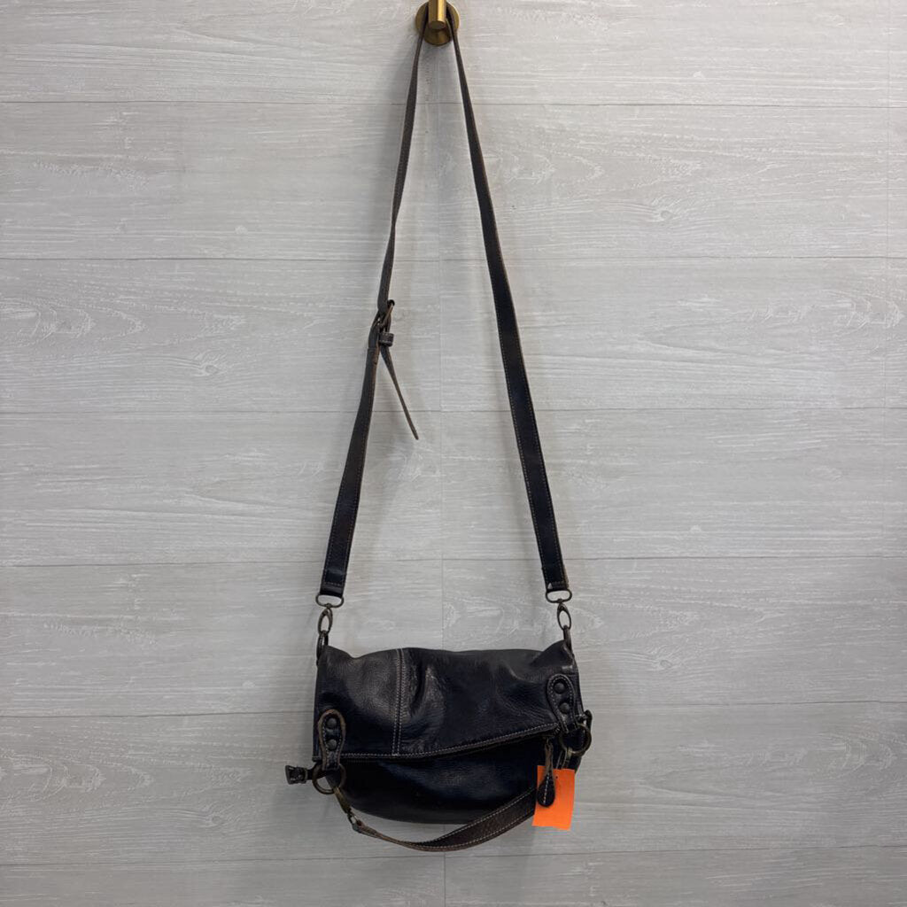 Bed Stu Tahiti Black Leather Foldover Crossbody Bag