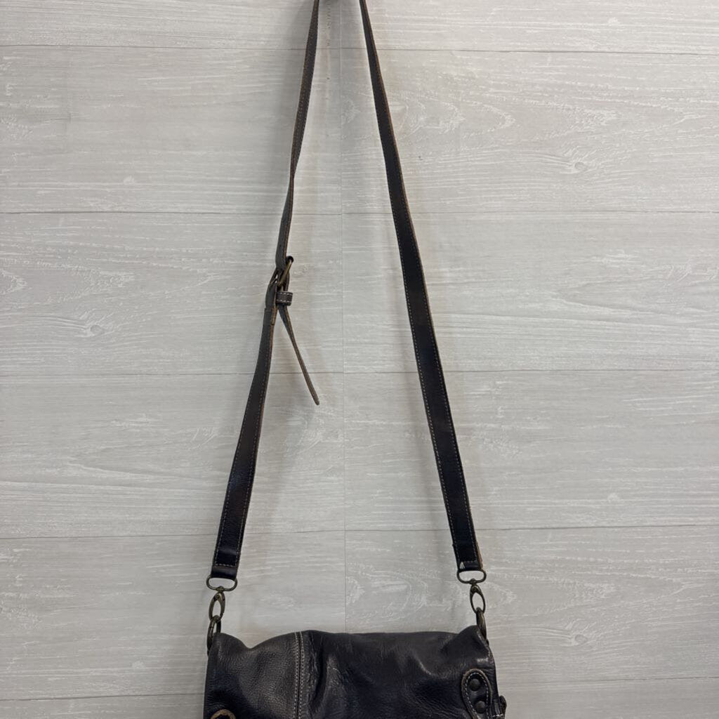 Bed Stu Tahiti Black Leather Foldover Crossbody Bag