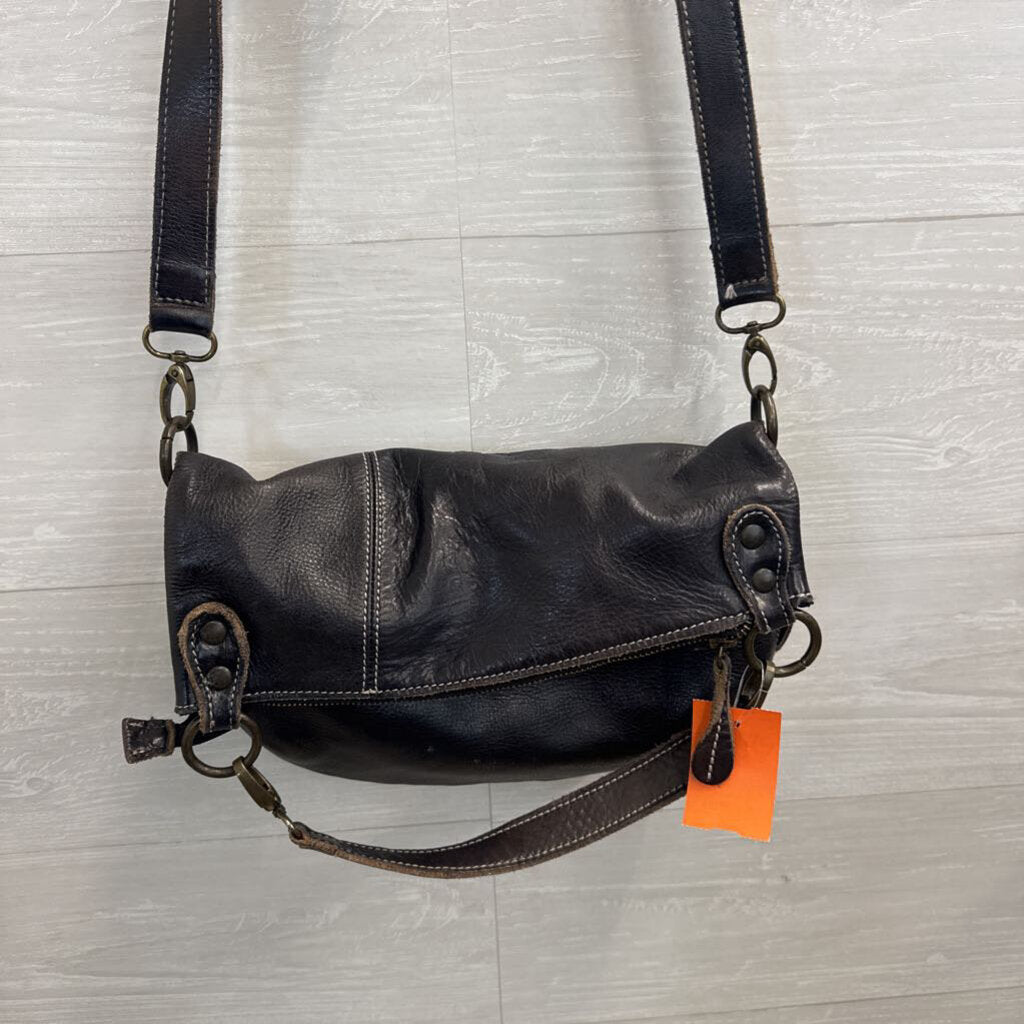Bed Stu Tahiti Black Leather Foldover Crossbody Bag