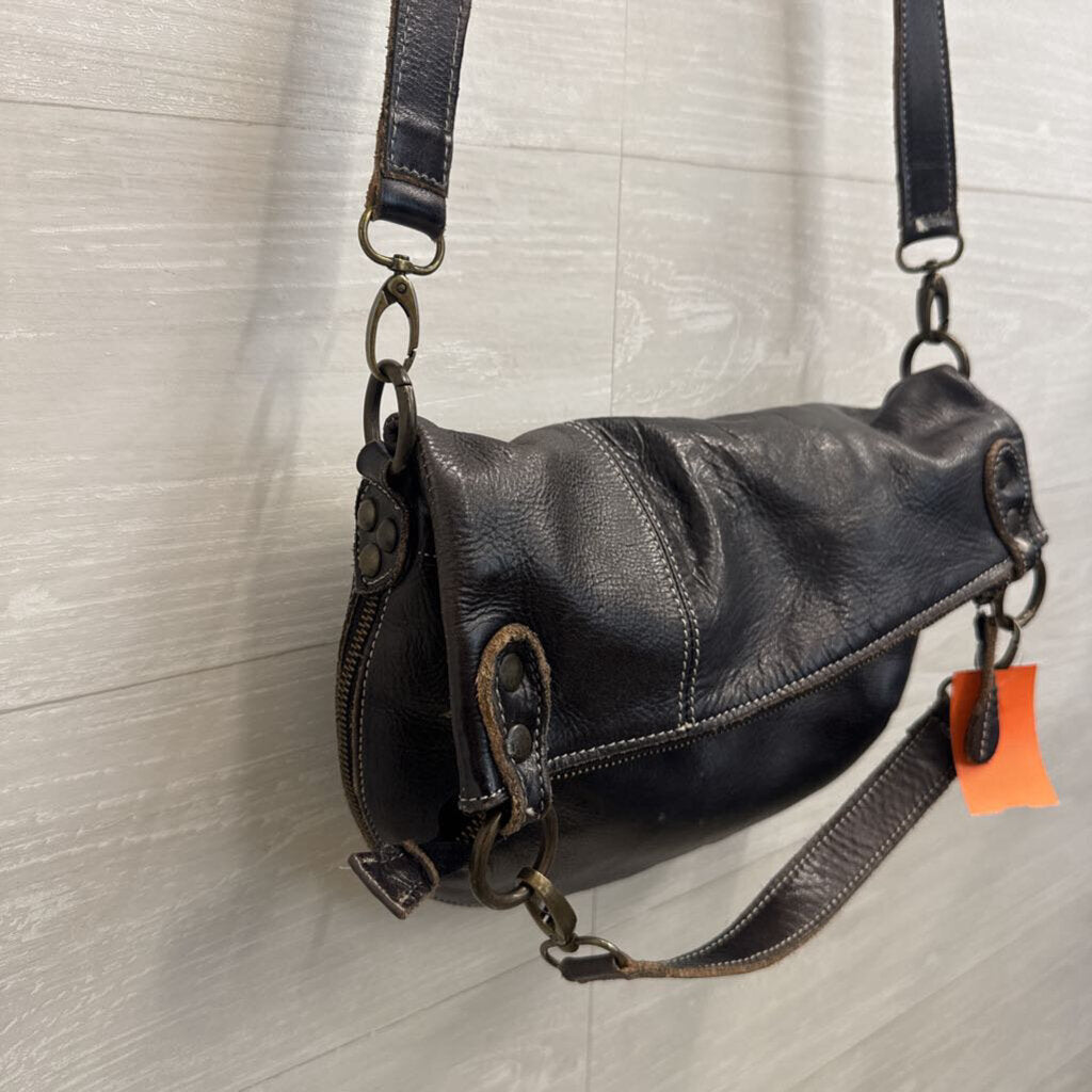Bed Stu Tahiti Black Leather Foldover Crossbody Bag