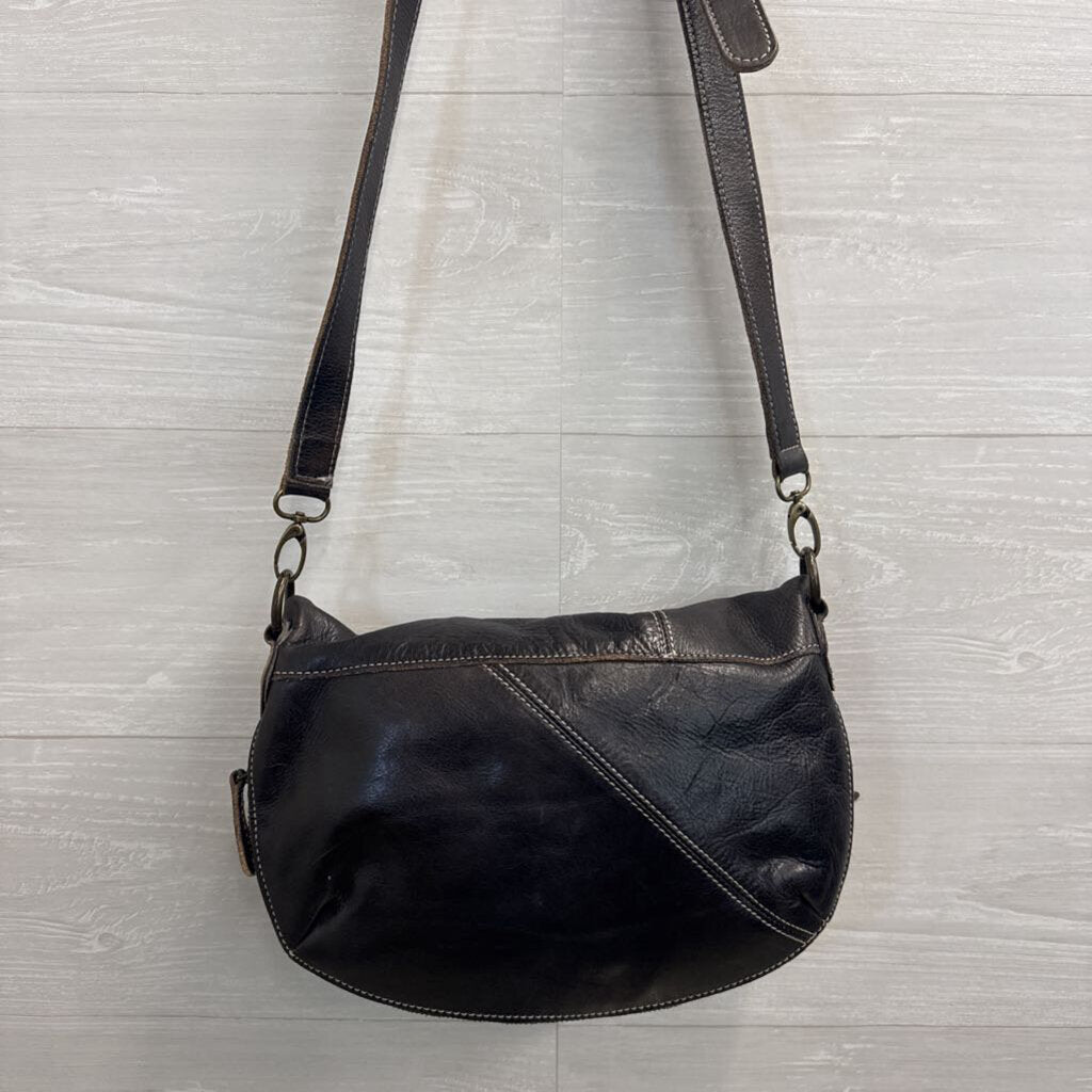 Bed Stu Tahiti Black Leather Foldover Crossbody Bag