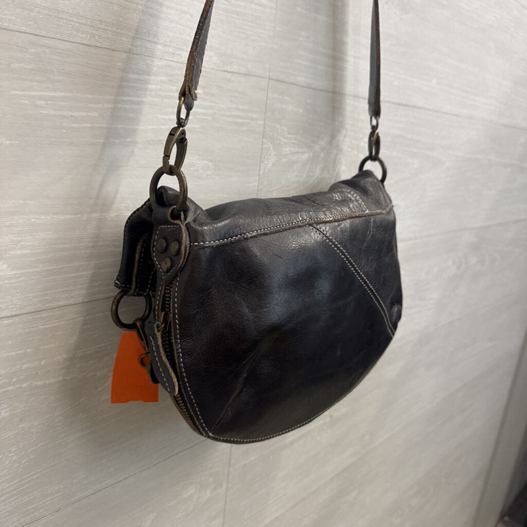 Bed Stu Tahiti Black Leather Foldover Crossbody Bag