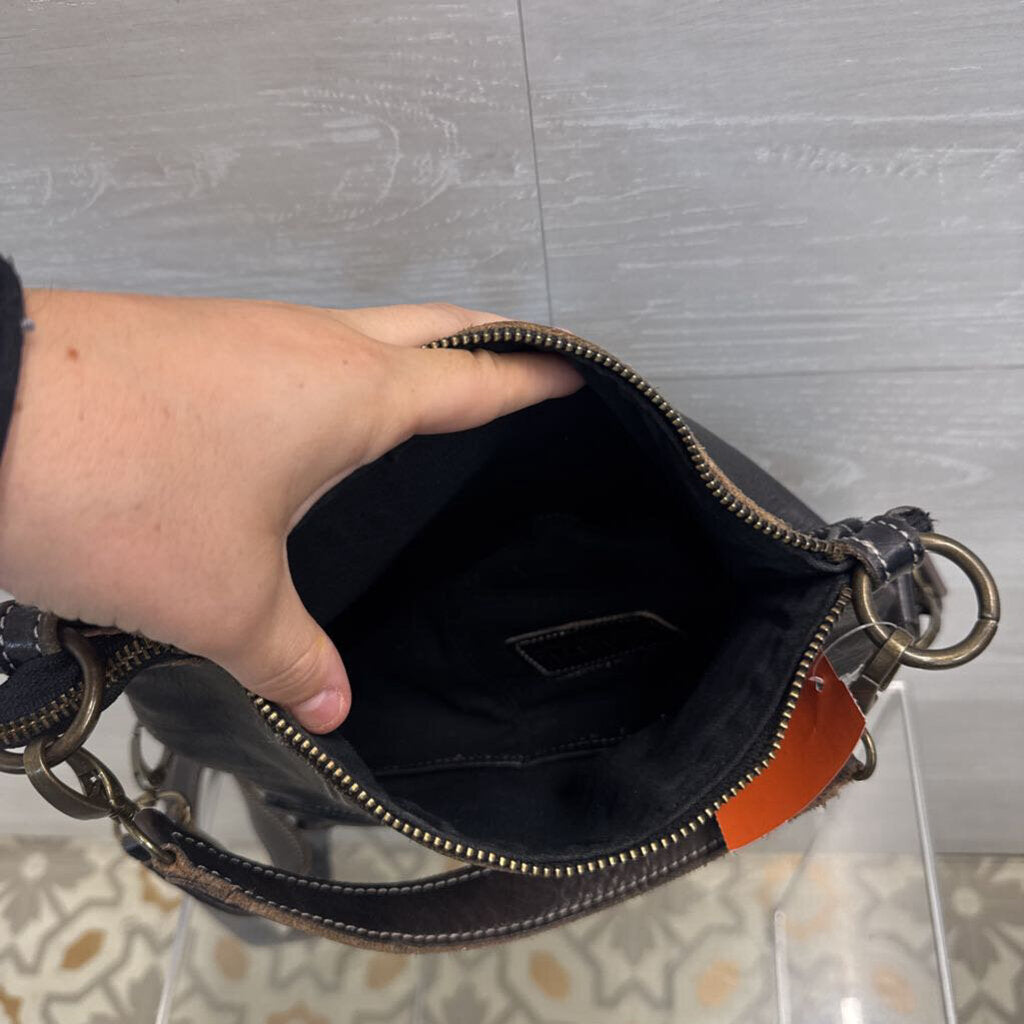 Bed Stu Tahiti Black Leather Foldover Crossbody Bag