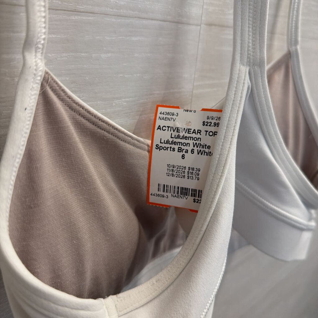 Lululemon White Sports Bra 6