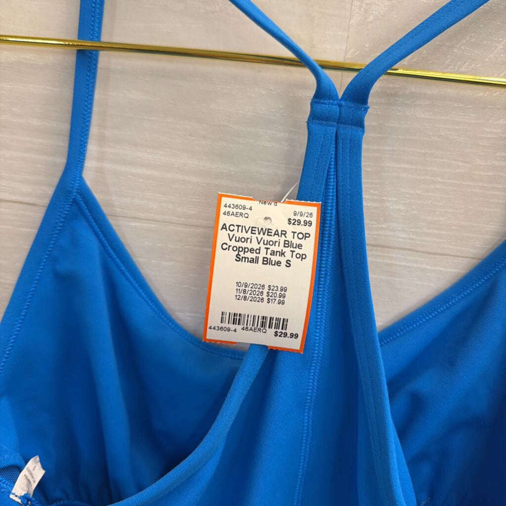 Vuori Blue Cropped Tank Top Small