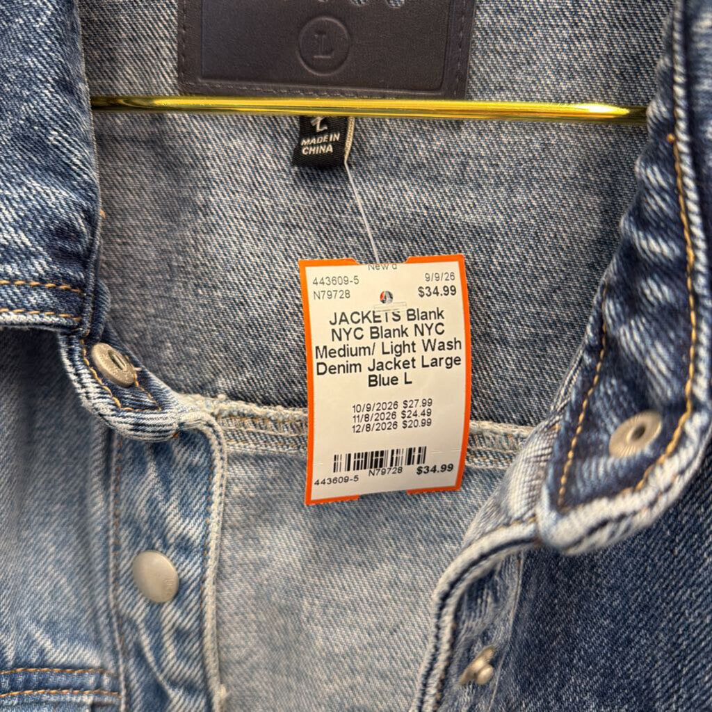 Blank NYC Medium/ Light Wash Denim Jacket Large