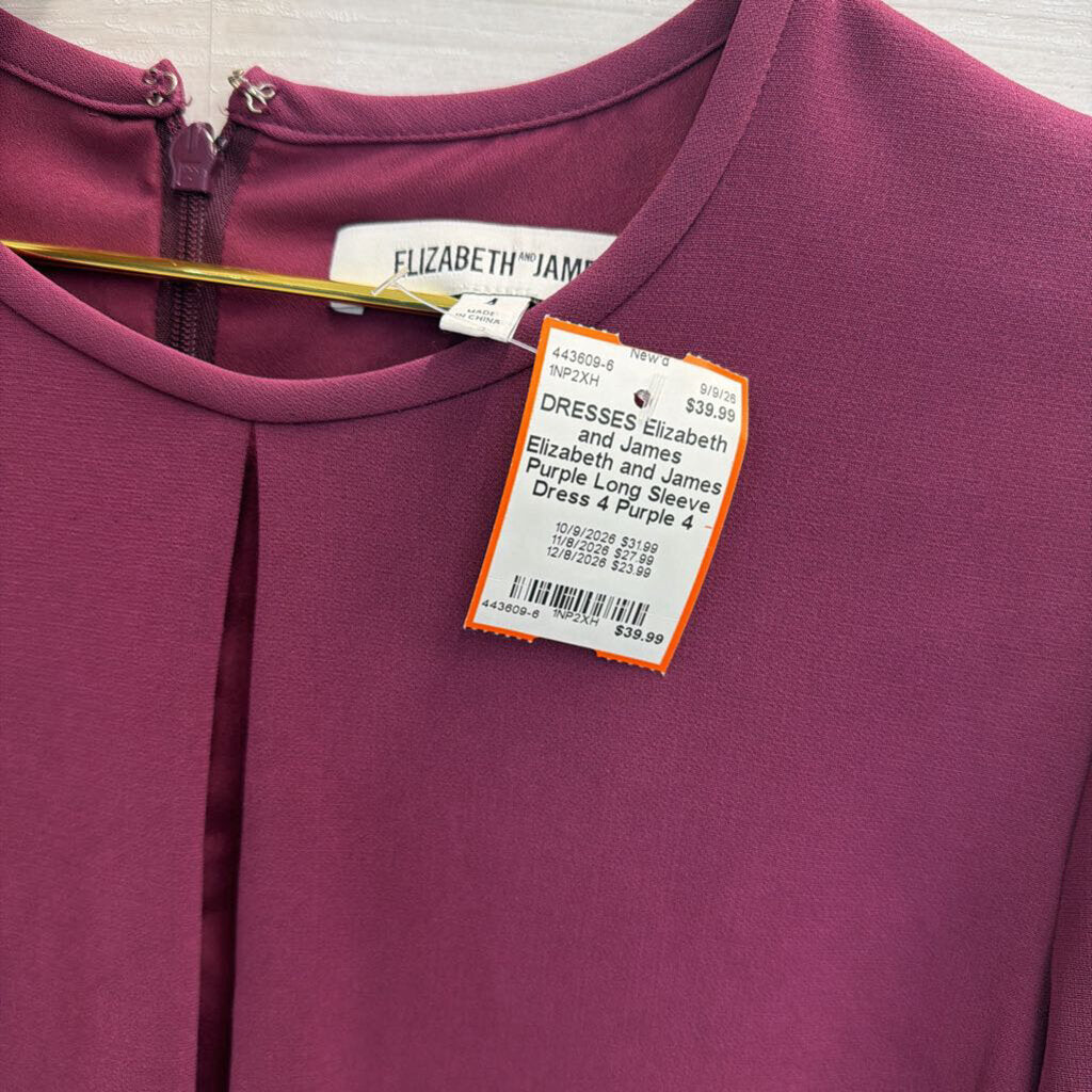 Elizabeth and James Purple Long Sleeve Dress 4