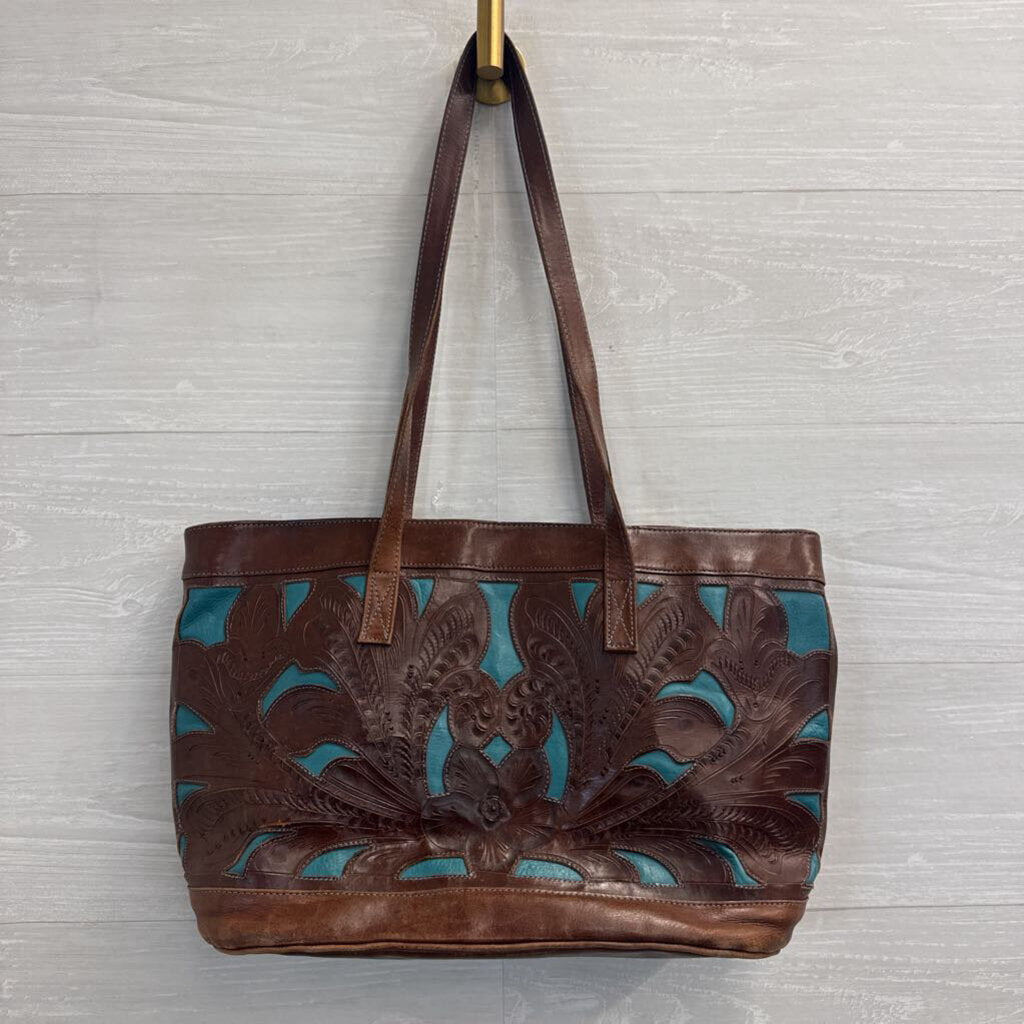 American West Handcrafted Lady Lace Turquoise Tote