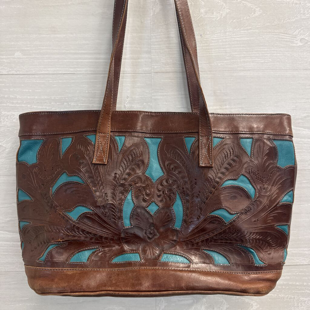 American West Handcrafted Lady Lace Turquoise Tote
