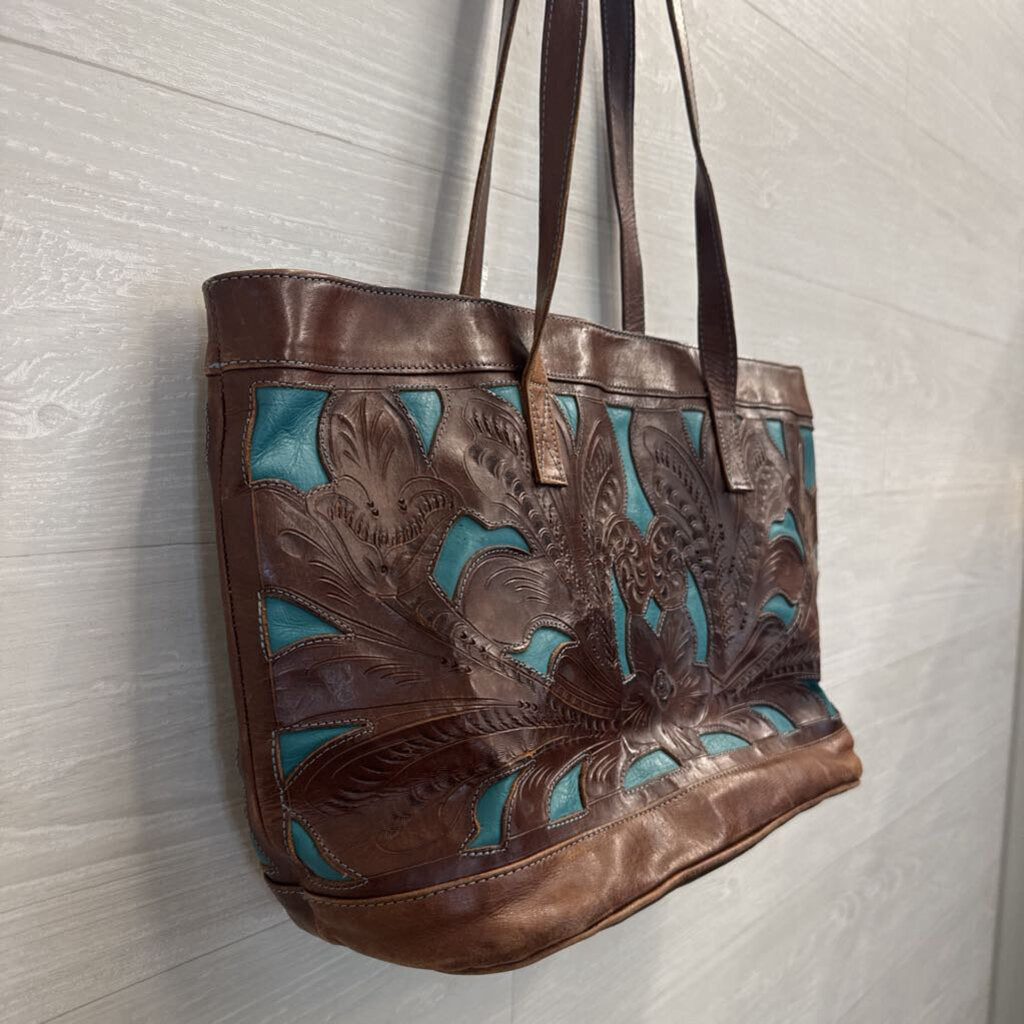 American West Handcrafted Lady Lace Turquoise Tote