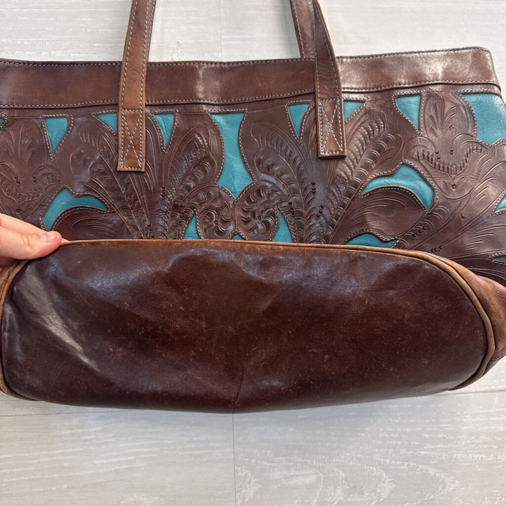 American West Handcrafted Lady Lace Turquoise Tote