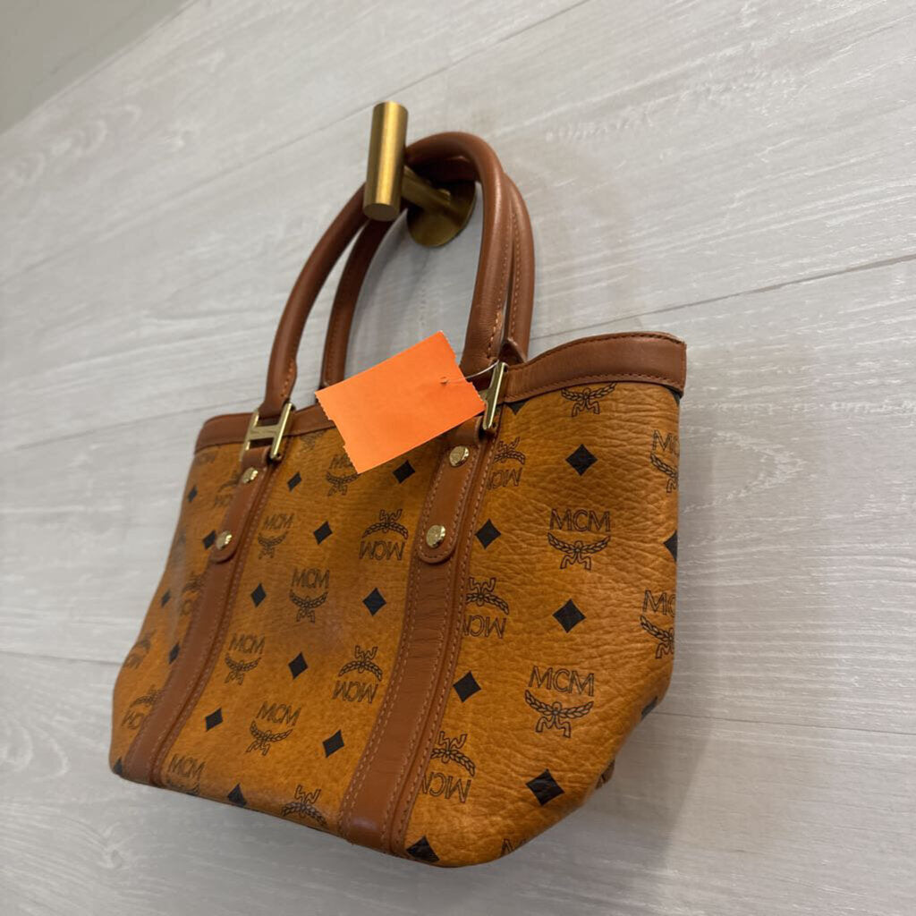 MCM Cognac Visetos Boston Pocket Satchel