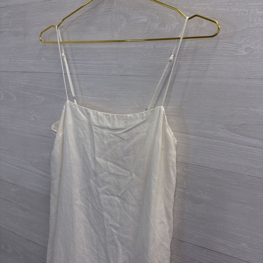 Mon Renn White Eyelet Hem Midi Dress Small