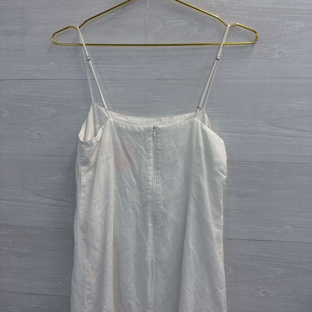 Mon Renn White Eyelet Hem Midi Dress Small