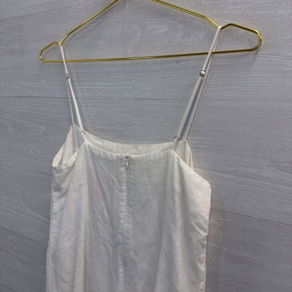 Mon Renn White Eyelet Hem Midi Dress Small