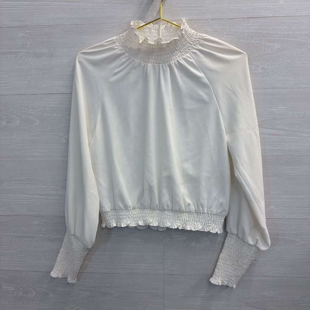 Amanda Uprichard White Long Sleeve Mock Neck Top Small