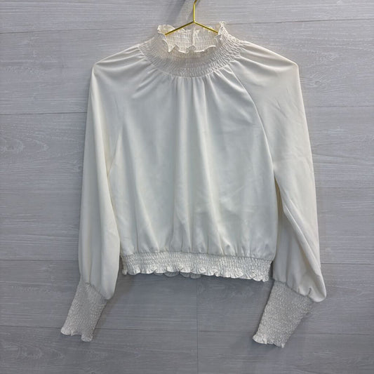 Amanda Uprichard White Long Sleeve Mock Neck Top Small