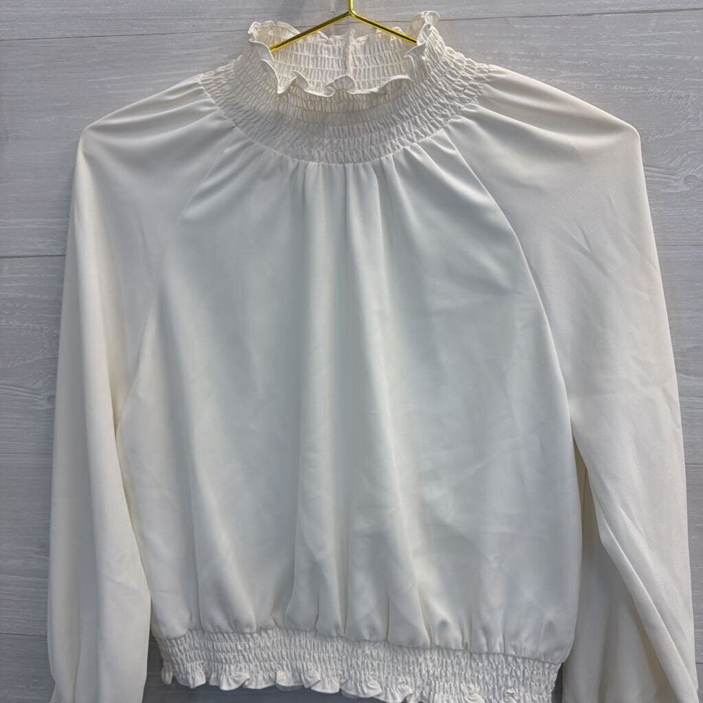 Amanda Uprichard White Long Sleeve Mock Neck Top Small