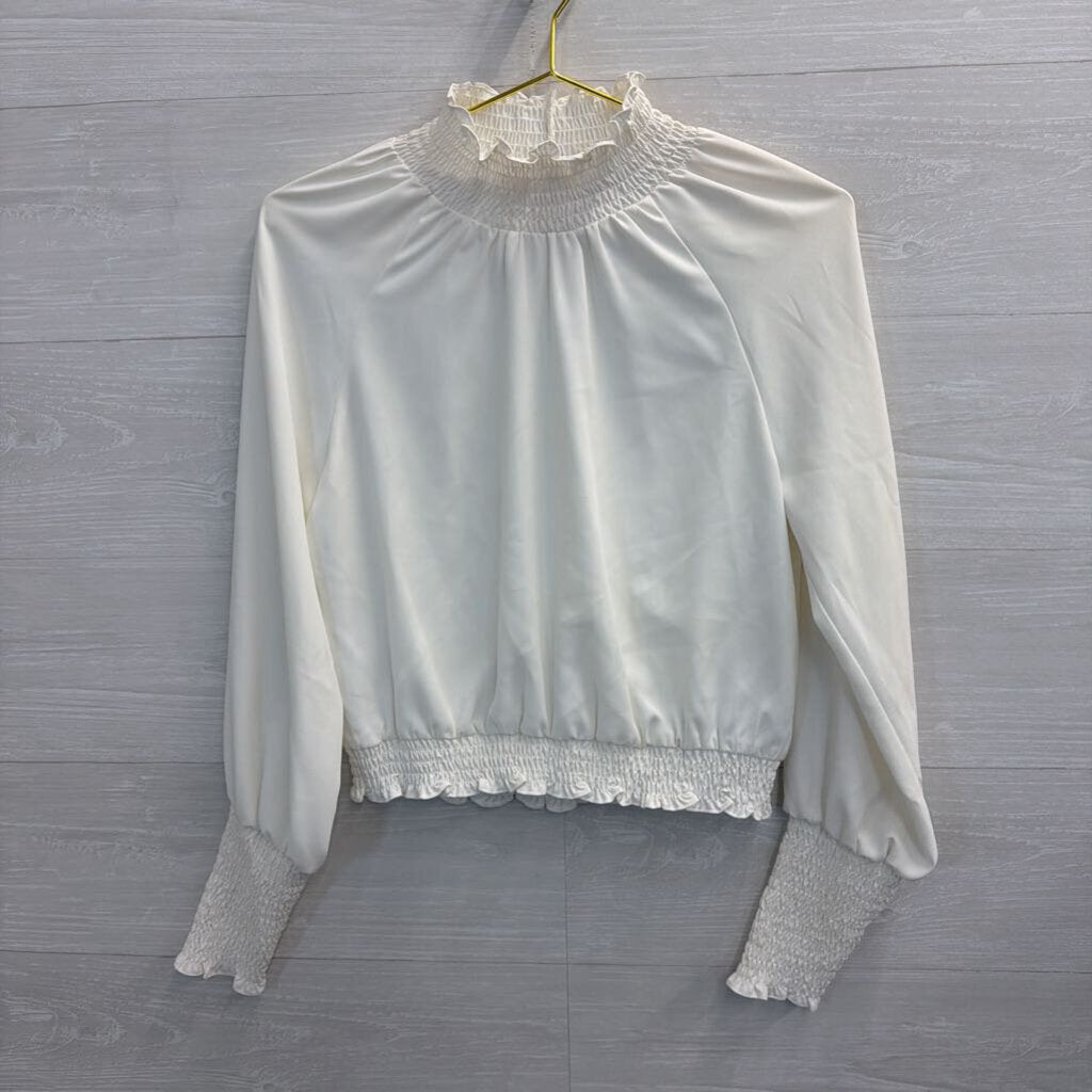 Amanda Uprichard White Long Sleeve Mock Neck Top Small