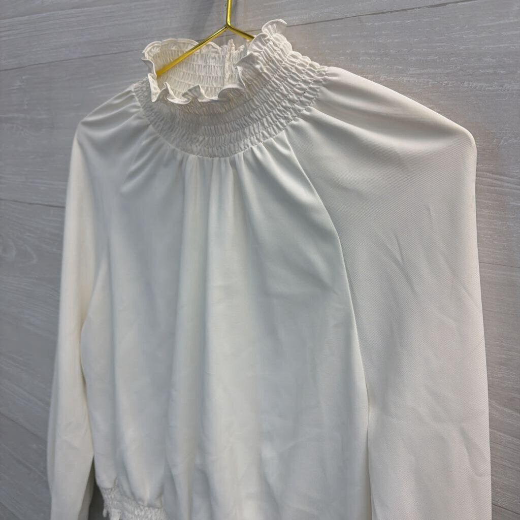 Amanda Uprichard White Long Sleeve Mock Neck Top Small