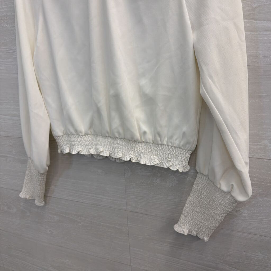 Amanda Uprichard White Long Sleeve Mock Neck Top Small