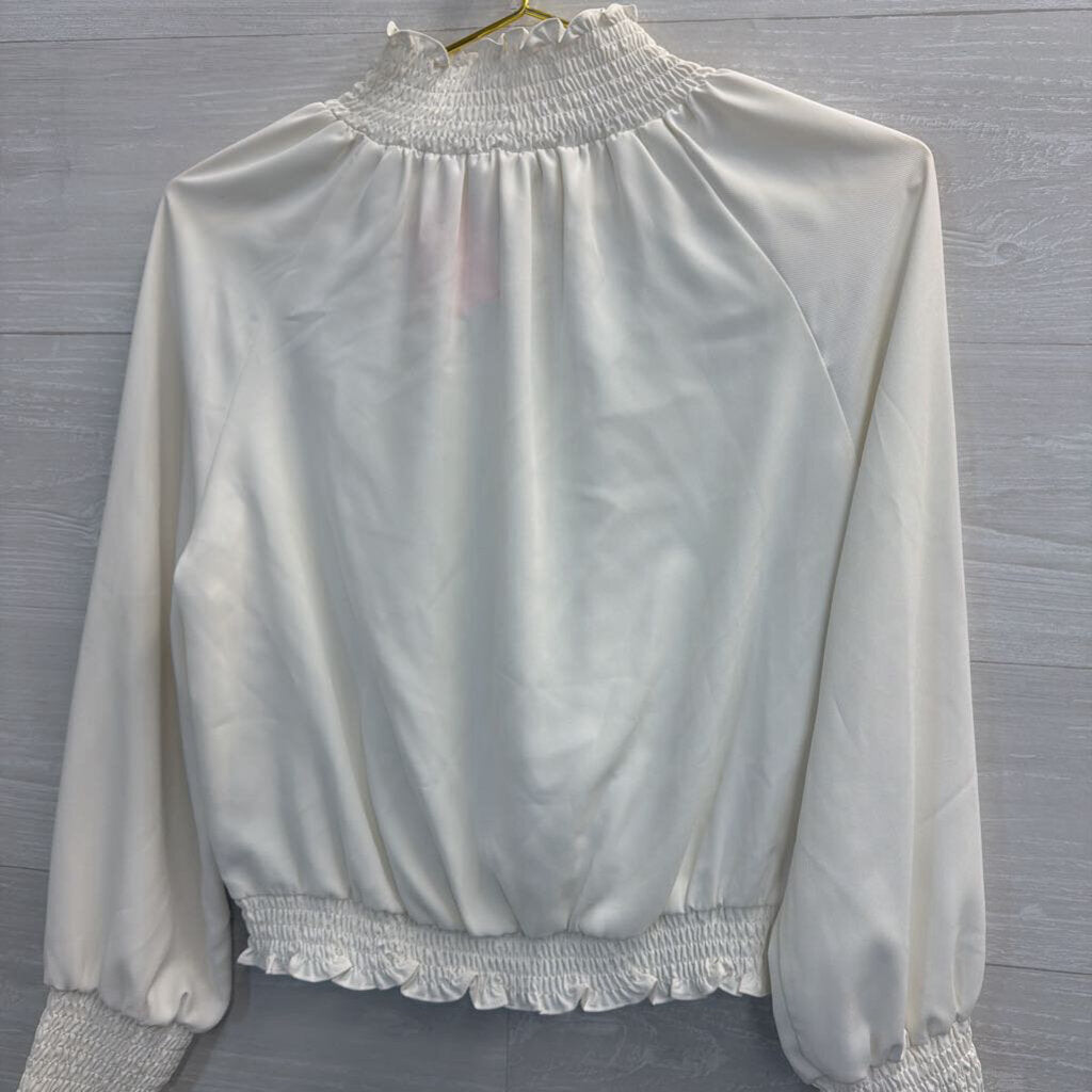 Amanda Uprichard White Long Sleeve Mock Neck Top Small