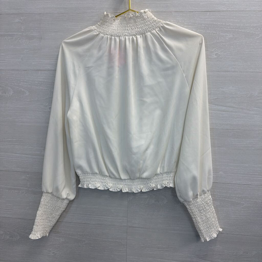 Amanda Uprichard White Long Sleeve Mock Neck Top Small