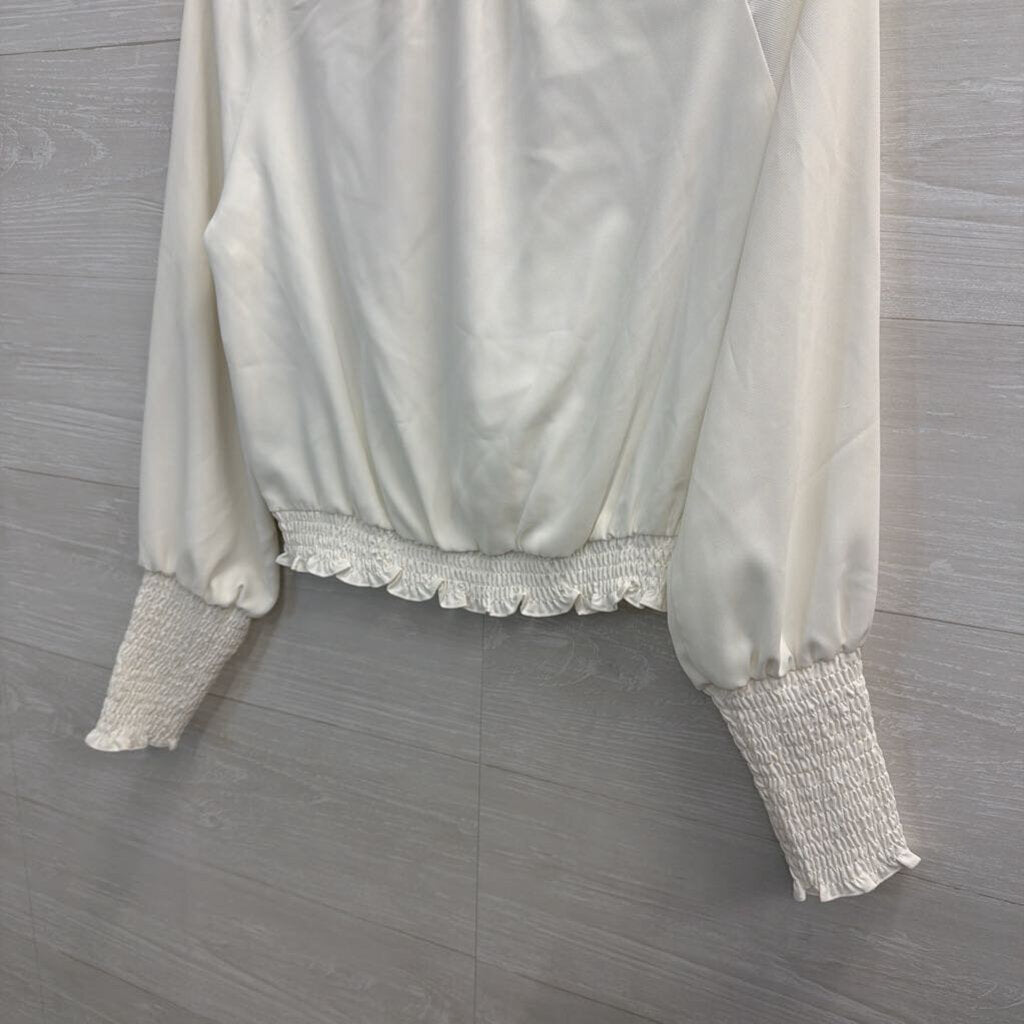 Amanda Uprichard White Long Sleeve Mock Neck Top Small